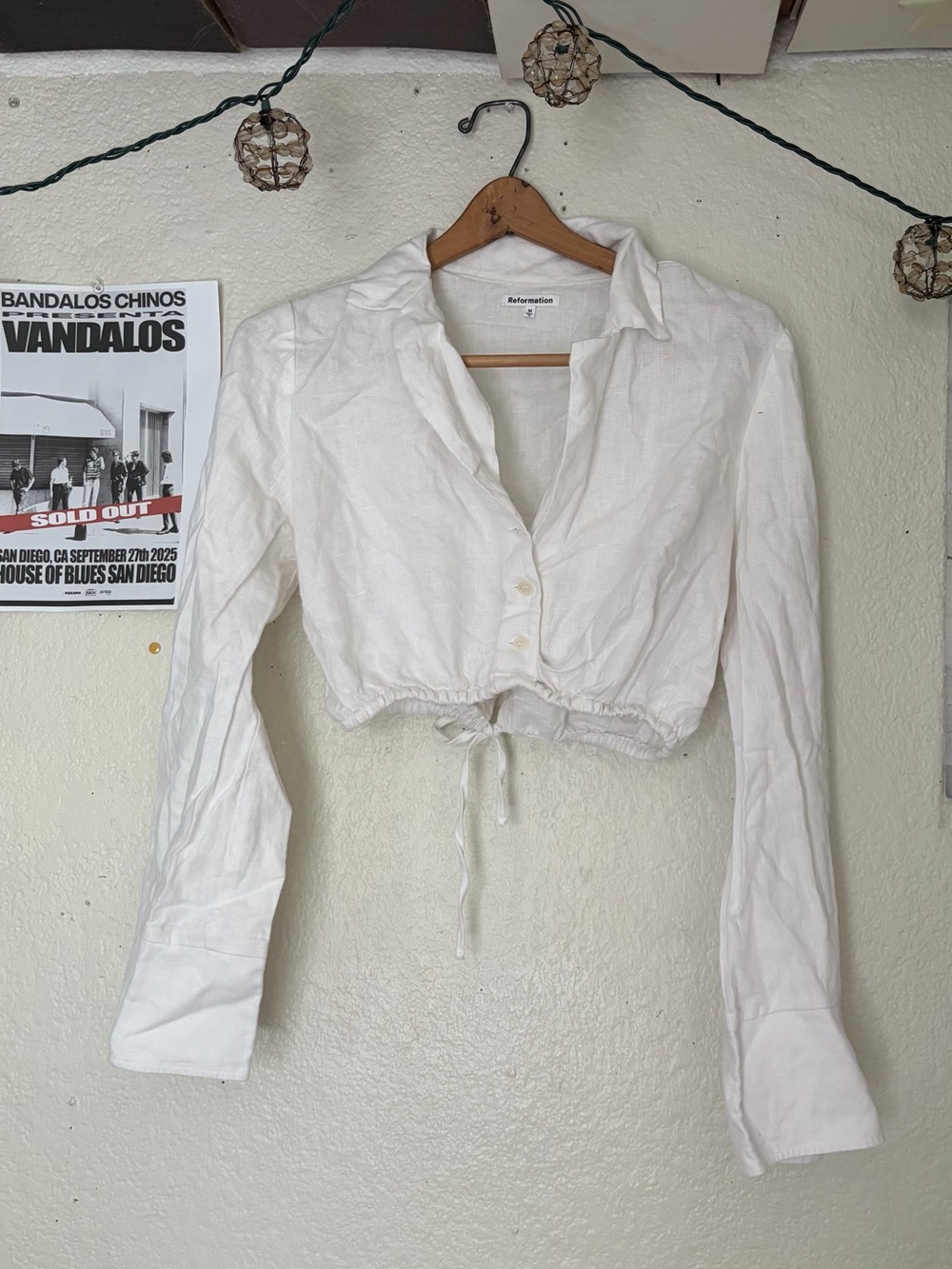 Reformation Cropped linen top